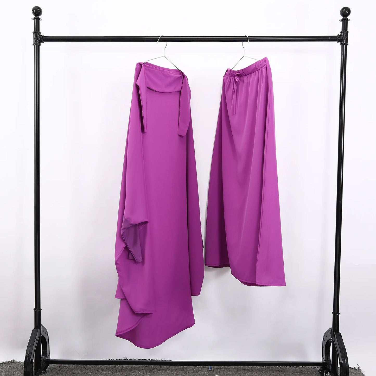 “Where faith meets effortless elegance.” 2 Piece Set Muslim Women Hijab Dress Prayer Garment Abaya Long Khimar