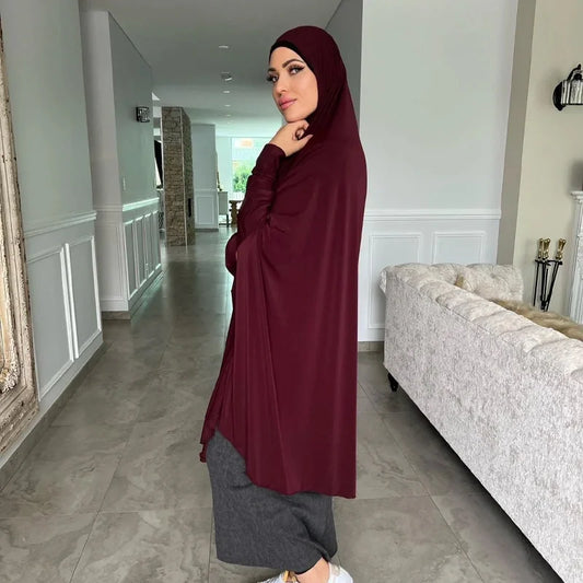 "Rooted in faith, refined in fabric with Sleeve Women Hijab Long Prayer Clothing''