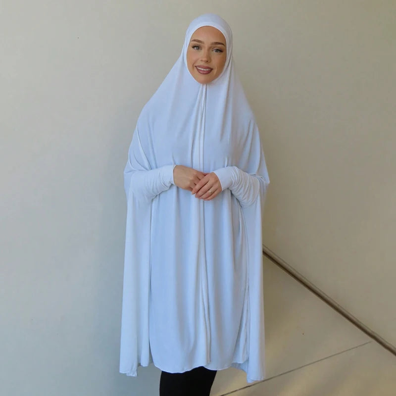 "Rooted in faith, refined in fabric with Sleeve Women Hijab Long Prayer Clothing''